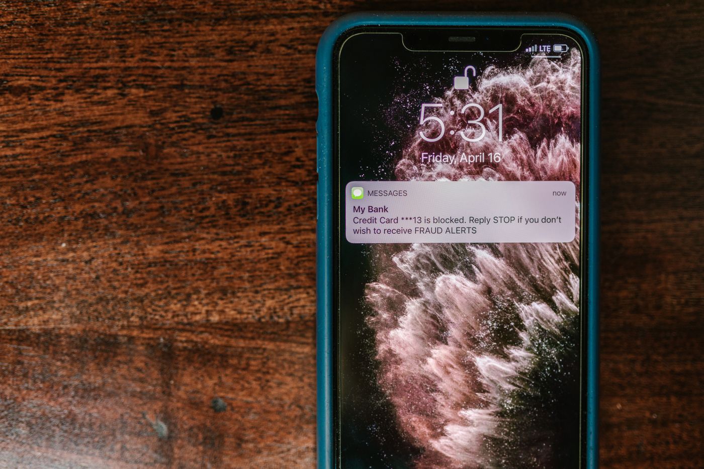 Photograph: second phone fraud alert close-up